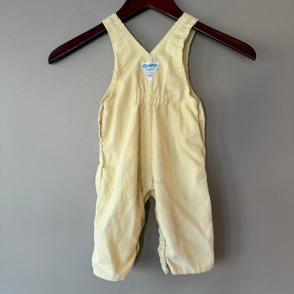 Vintage OshKosh B'Gosh Butter Yellow Soft Corduroy Bib Overalls 12 Mos 80s Union - Picture 3 of 15